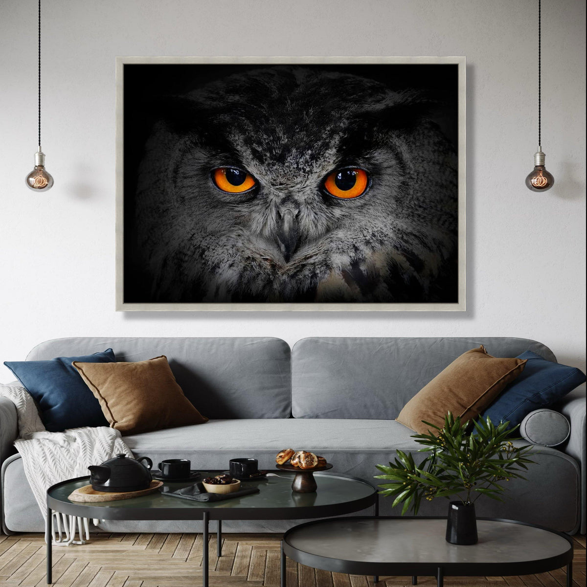 Intense Owl Portrait Canvas, Wildlife Wall Art, Majestic Bird Close-Up, Nature Animal Canvas Decor, Modern Home Gift Art, Home Decor, Print