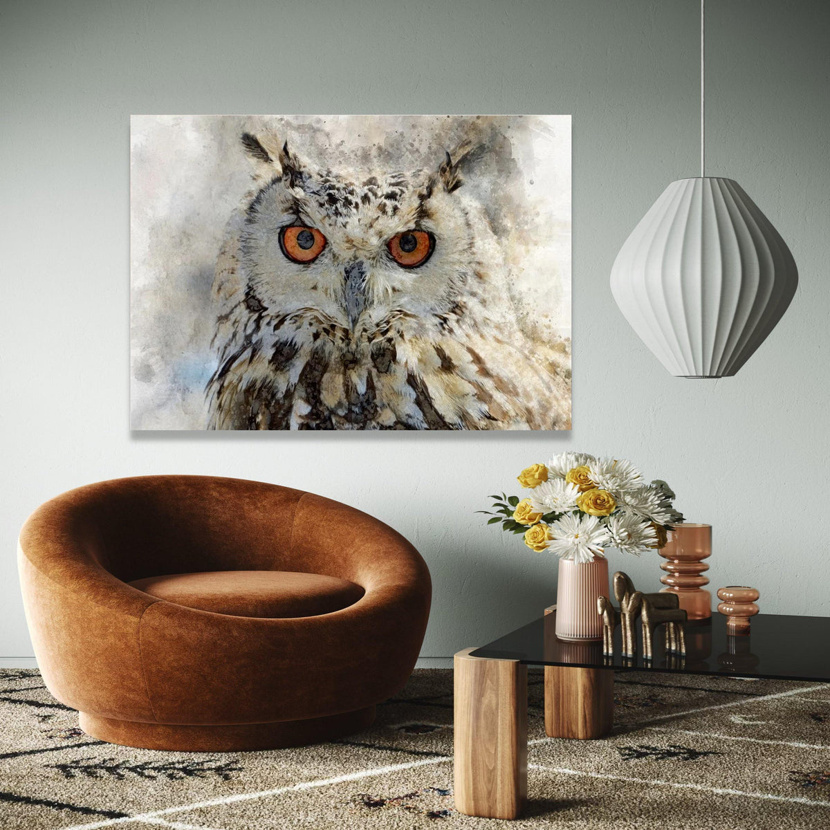 Majestic Owl Portrait Canvas, Wildlife Wall Art, Detailed Bird Painting, Rustic Home Decor, Nature Inspired Gift Art, Home Decor, Print