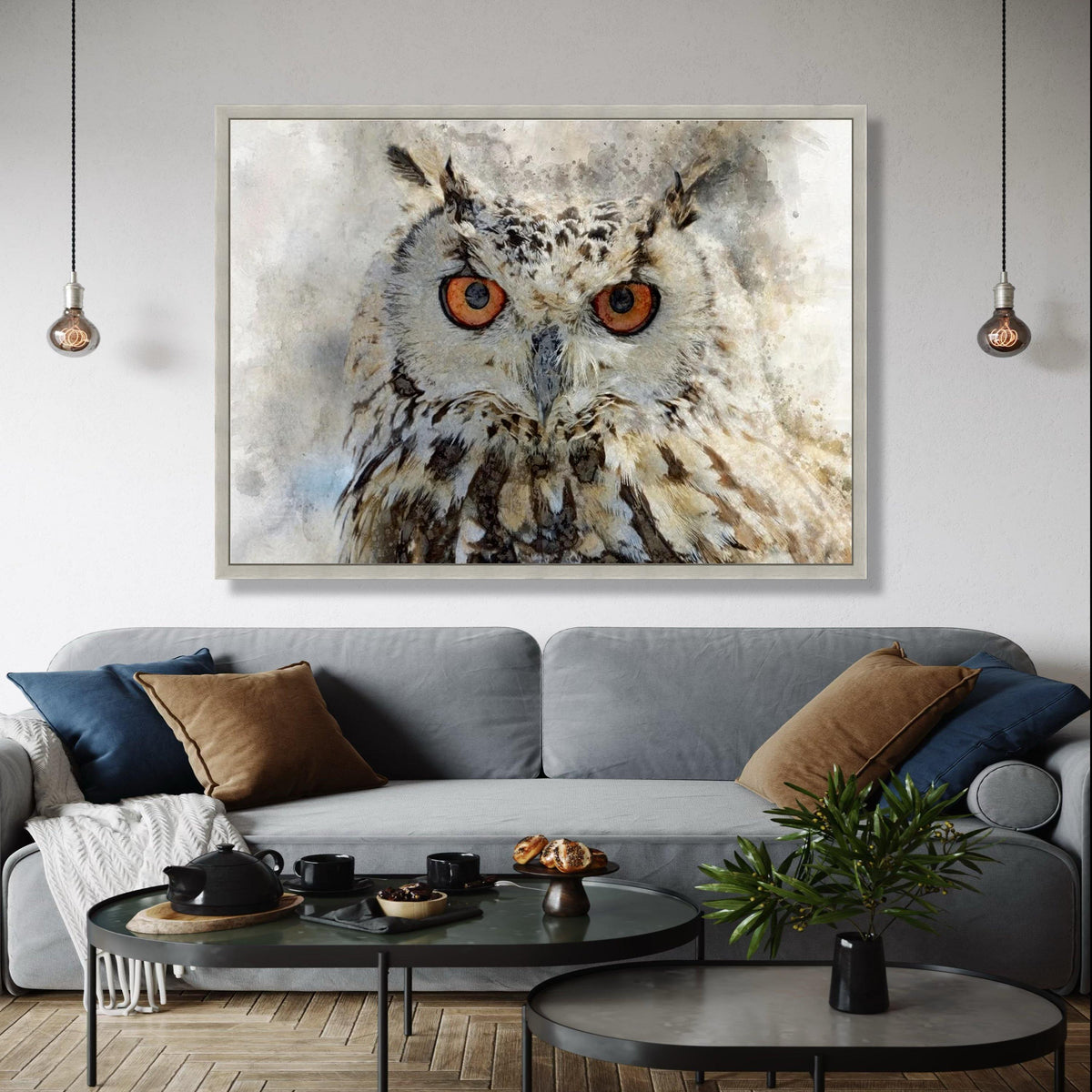 Majestic Owl Portrait Canvas, Wildlife Wall Art, Detailed Bird Painting, Rustic Home Decor, Nature Inspired Gift Art, Home Decor, Print