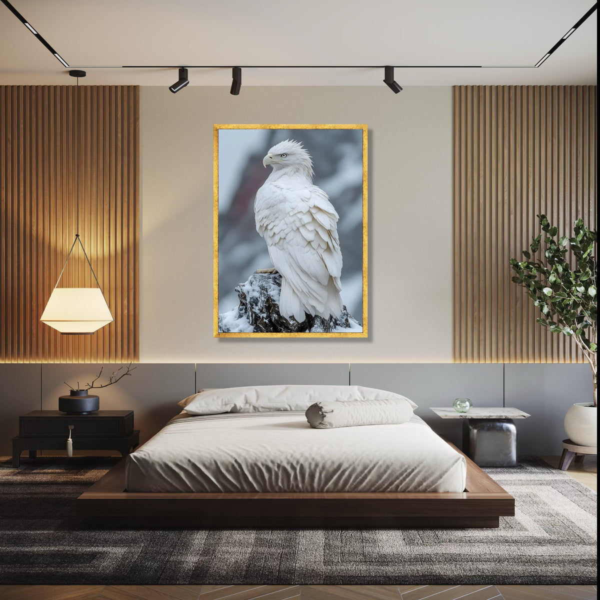 Majestic White Eagle Canvas, Snowy Mountain Bird Wall Art, Wildlife Nature Canvas, Raptor Feather Detail, Home Gift Art, Home Decor, Print