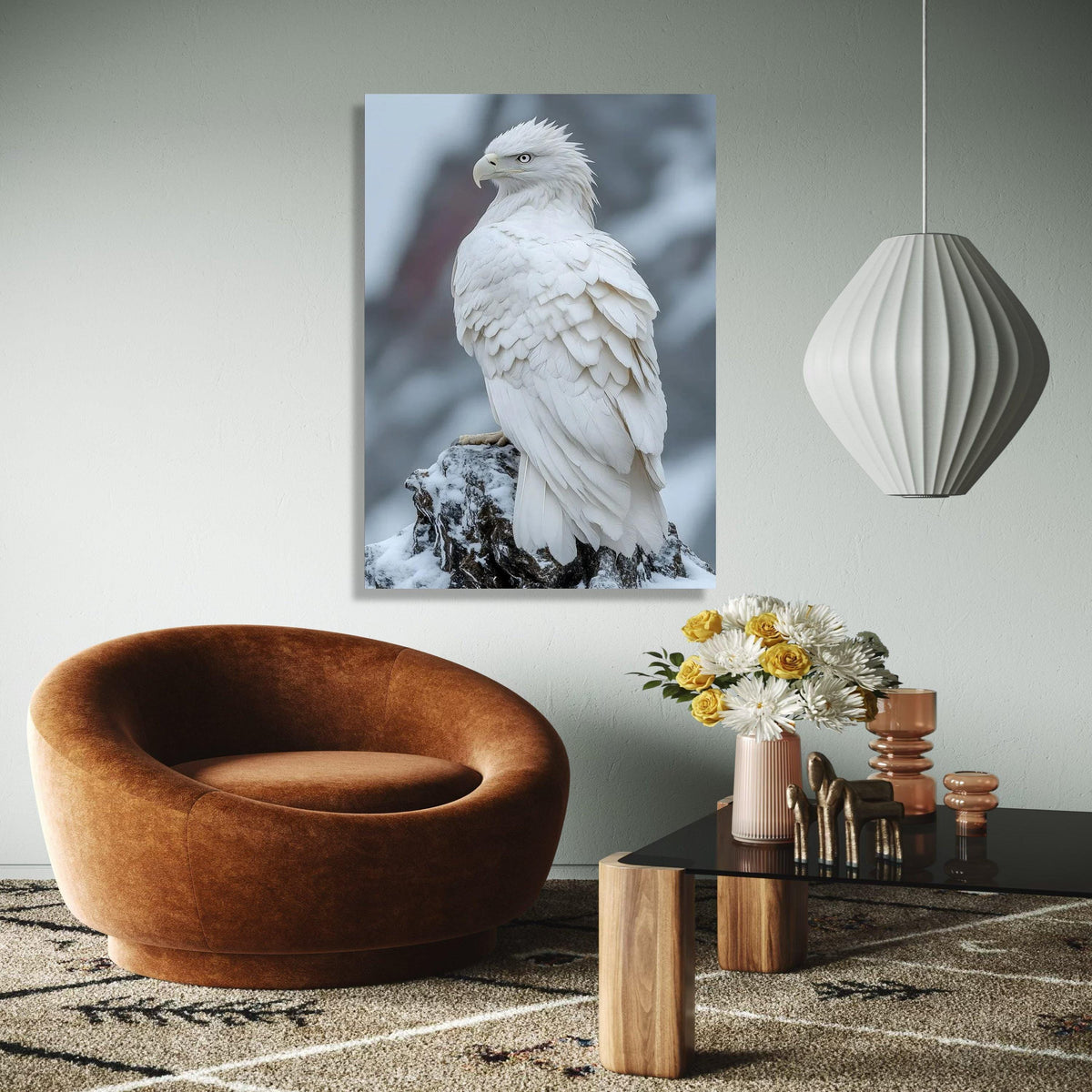 Majestic White Eagle Canvas, Snowy Mountain Bird Wall Art, Wildlife Nature Canvas, Raptor Feather Detail, Home Gift Art, Home Decor, Print