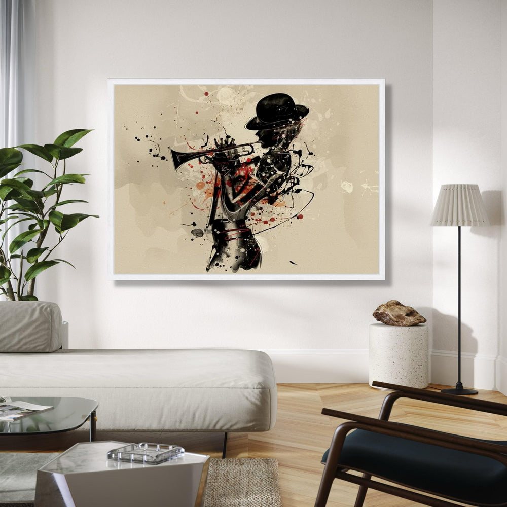 Jazz Musician Silhouette Canvas, Abstract Trumpet Player Wall Art, Music Lover Home Decor, Modern Artistic Gift Art, Home Decor, Print