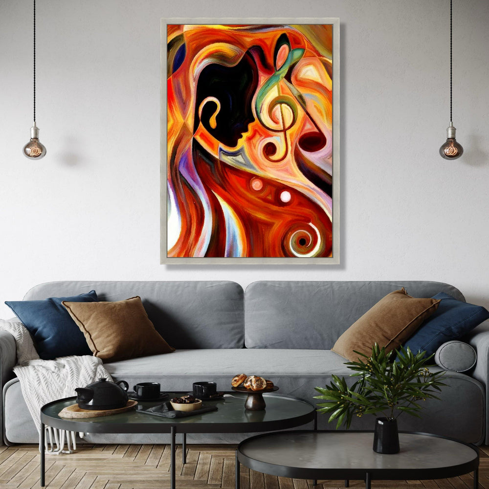 Abstract Musician Silhouette Canvas, Colorful Musical Notes Wall Art, Jazz Theme Canvas Decoration, Contemporary Gift Art, Home Decor, Print