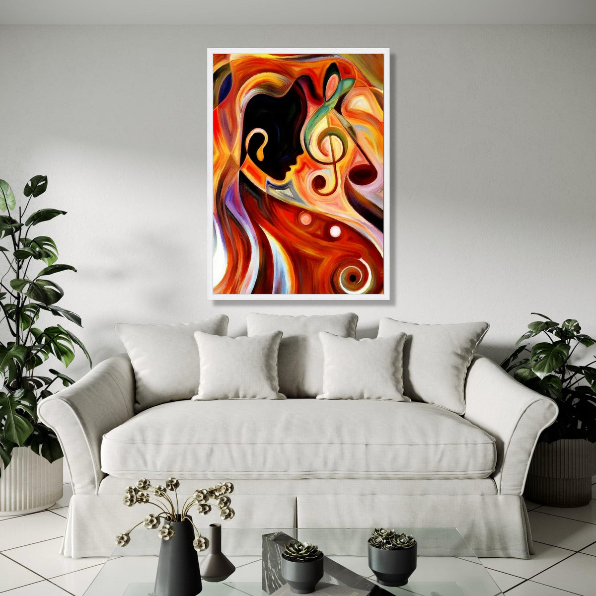 Abstract Musician Silhouette Canvas, Colorful Musical Notes Wall Art, Jazz Theme Canvas Decoration, Contemporary Gift Art, Home Decor, Print