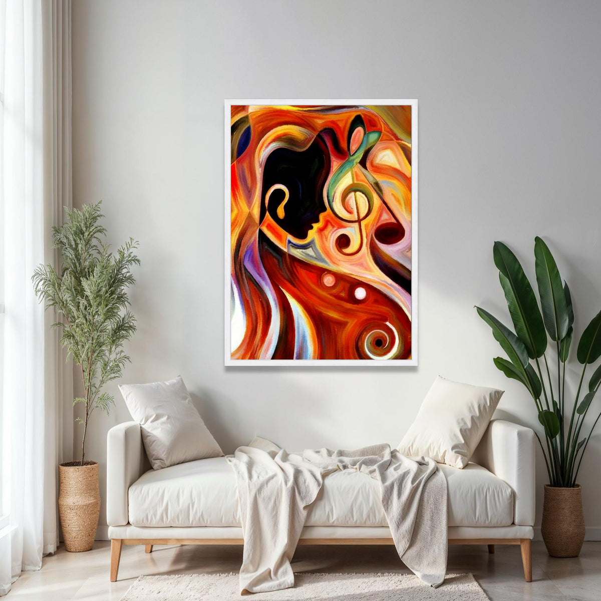 Abstract Musician Silhouette Canvas, Colorful Musical Notes Wall Art, Jazz Theme Canvas Decoration, Contemporary Gift Art, Home Decor, Print