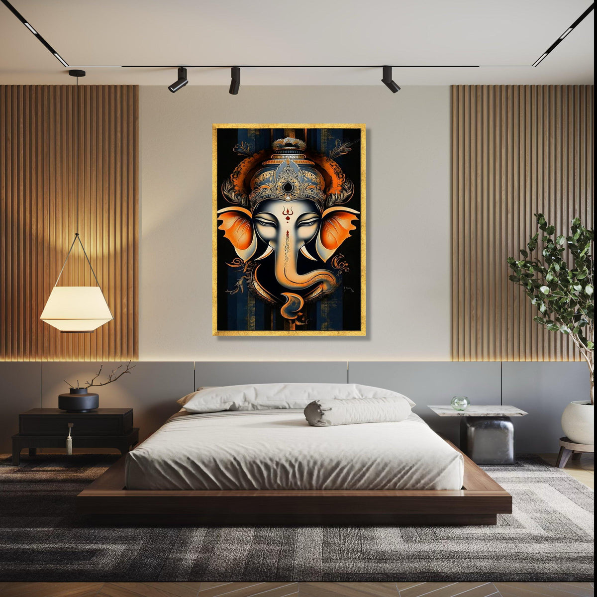 Majestic Ganesha Canvas Wall Art, Indian Elephant God Painting, Spiritual Home Decor, Hindu Mythology Canvas, Gift Art, Home Decor, Print