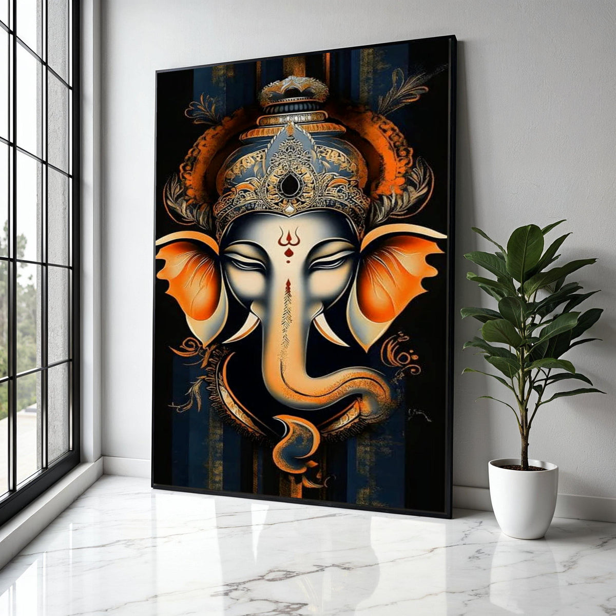 Majestic Ganesha Canvas Wall Art, Indian Elephant God Painting, Spiritual Home Decor, Hindu Mythology Canvas, Gift Art, Home Decor, Print