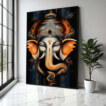Majestic Ganesha Canvas Wall Art, Indian Elephant God Painting, Spiritual Home Decor, Hindu Mythology Canvas, Gift Art, Home Decor, Print