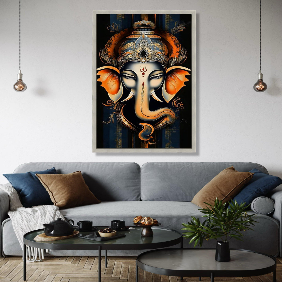 Majestic Ganesha Canvas Wall Art, Indian Elephant God Painting, Spiritual Home Decor, Hindu Mythology Canvas, Gift Art, Home Decor, Print