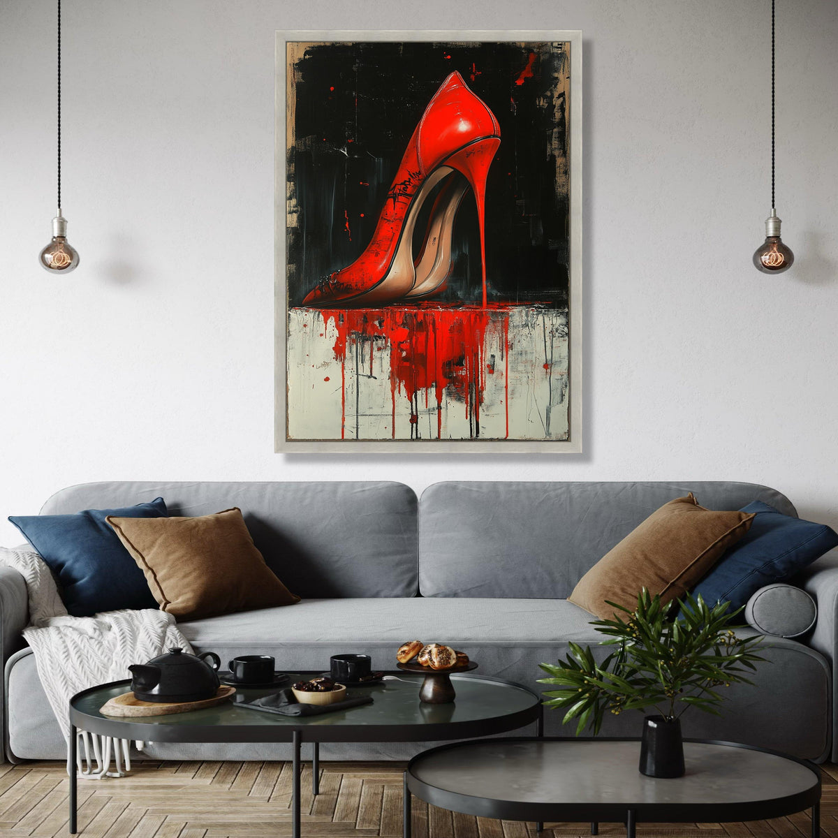 Bold Red Stiletto Canvas Wall Art, Modern High Heel Painting, Contemporary Fashion Decor, Urban Abstract Canvas, Gift Art, Home Decor, Print