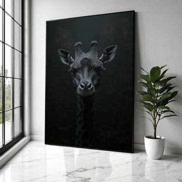Monochrome Giraffe Portrait Canvas, Black Animal Wall Art, Safari Wildlife Decor, Modern Minimalist Canvas, Gift Art, Home Decor, Print
