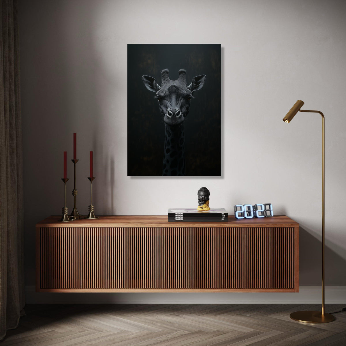 Monochrome Giraffe Portrait Canvas, Black Animal Wall Art, Safari Wildlife Decor, Modern Minimalist Canvas, Gift Art, Home Decor, Print