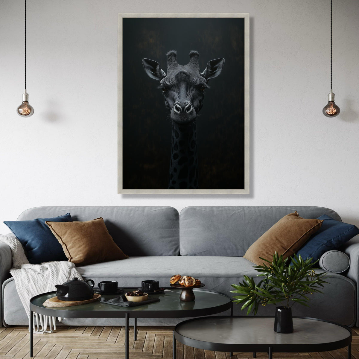 Monochrome Giraffe Portrait Canvas, Black Animal Wall Art, Safari Wildlife Decor, Modern Minimalist Canvas, Gift Art, Home Decor, Print