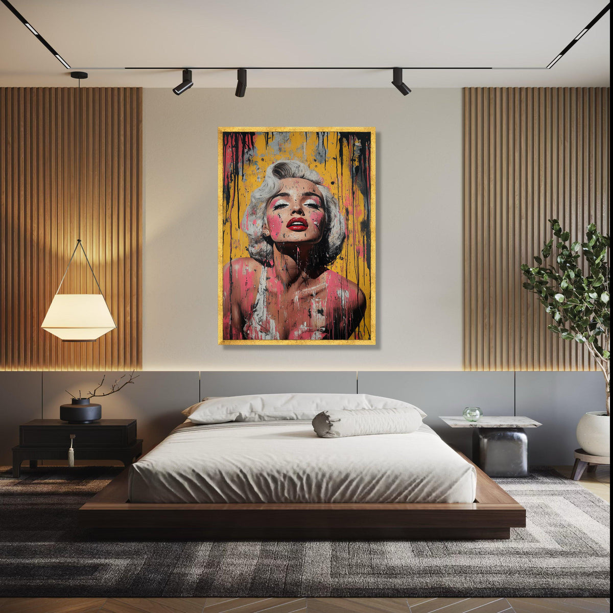 Marilyn Monroe Portrait Canvas Wall Art, Pop Art Style, Abstract Drip Paint Design, Glamour Fashion Canvas, Gift Art, Home Decor, Print