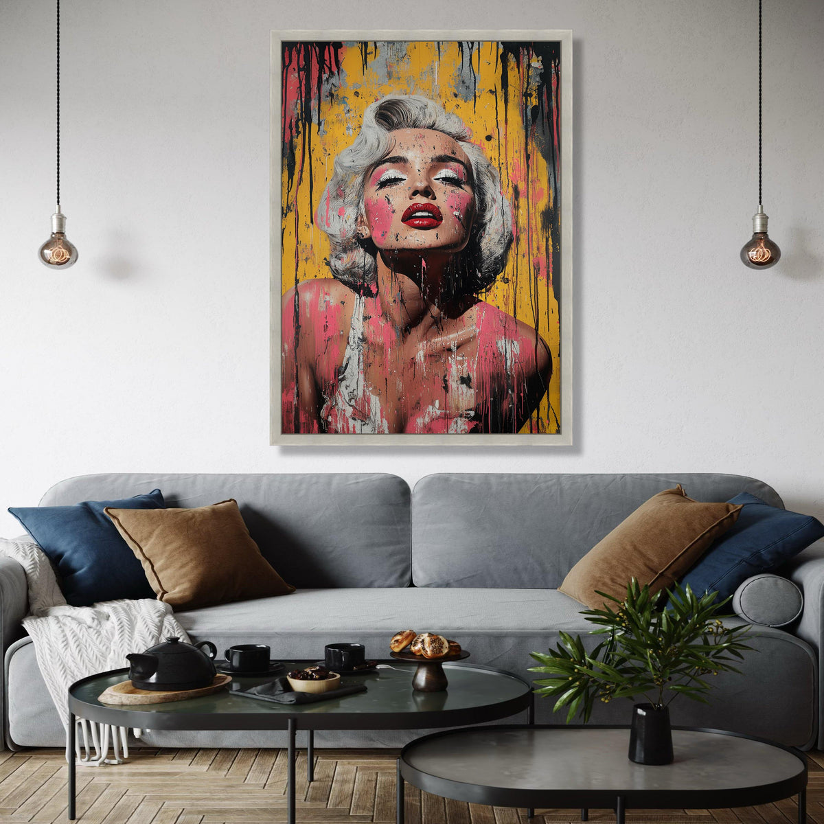 Marilyn Monroe Portrait Canvas Wall Art, Pop Art Style, Abstract Drip Paint Design, Glamour Fashion Canvas, Gift Art, Home Decor, Print