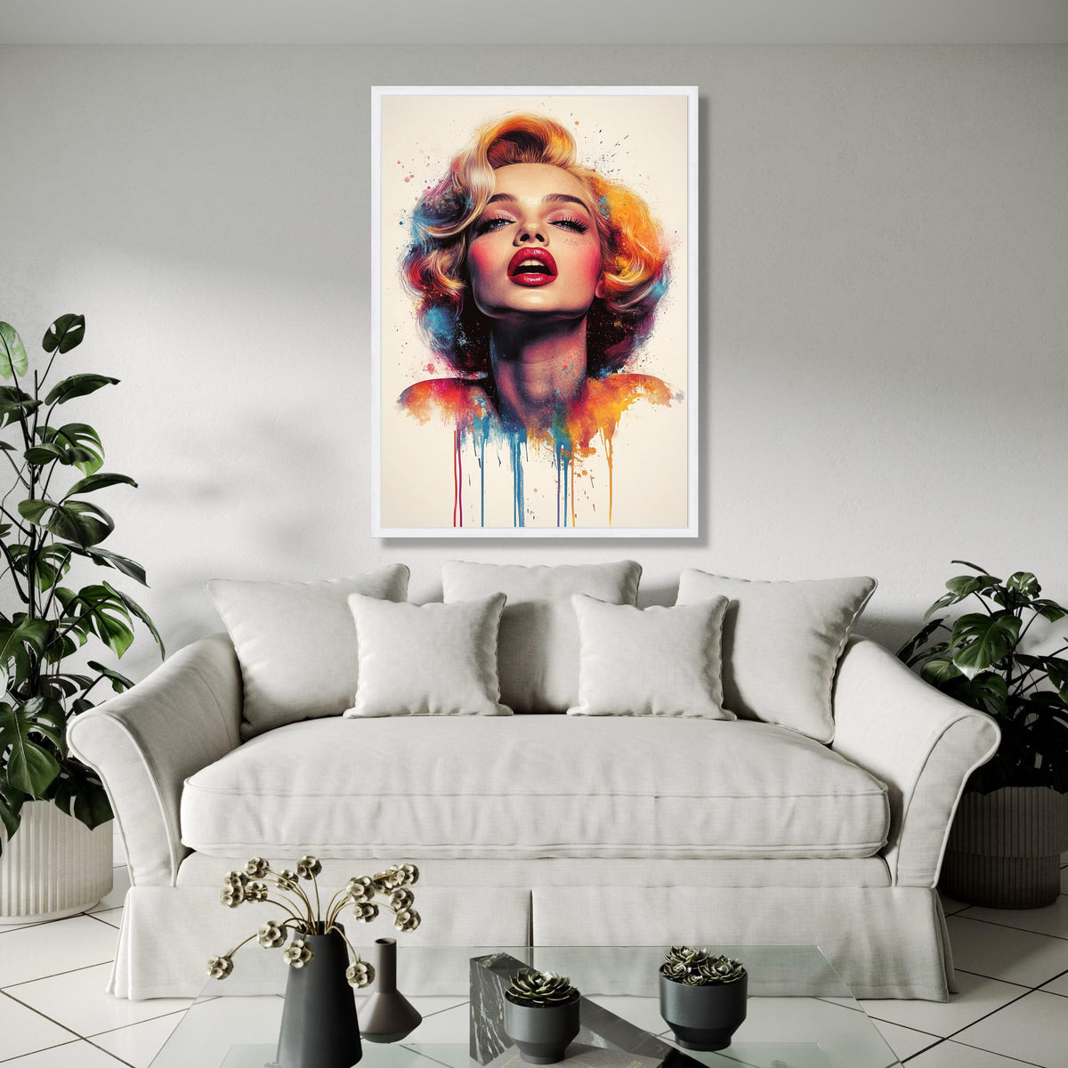 Bold Marilyn Monroe Portrait Canvas, Color Splash Pop Art, Glamour Wall Decor, Modern Celebrity Artwork, Vibrant Gift Art, Home Decor, Print