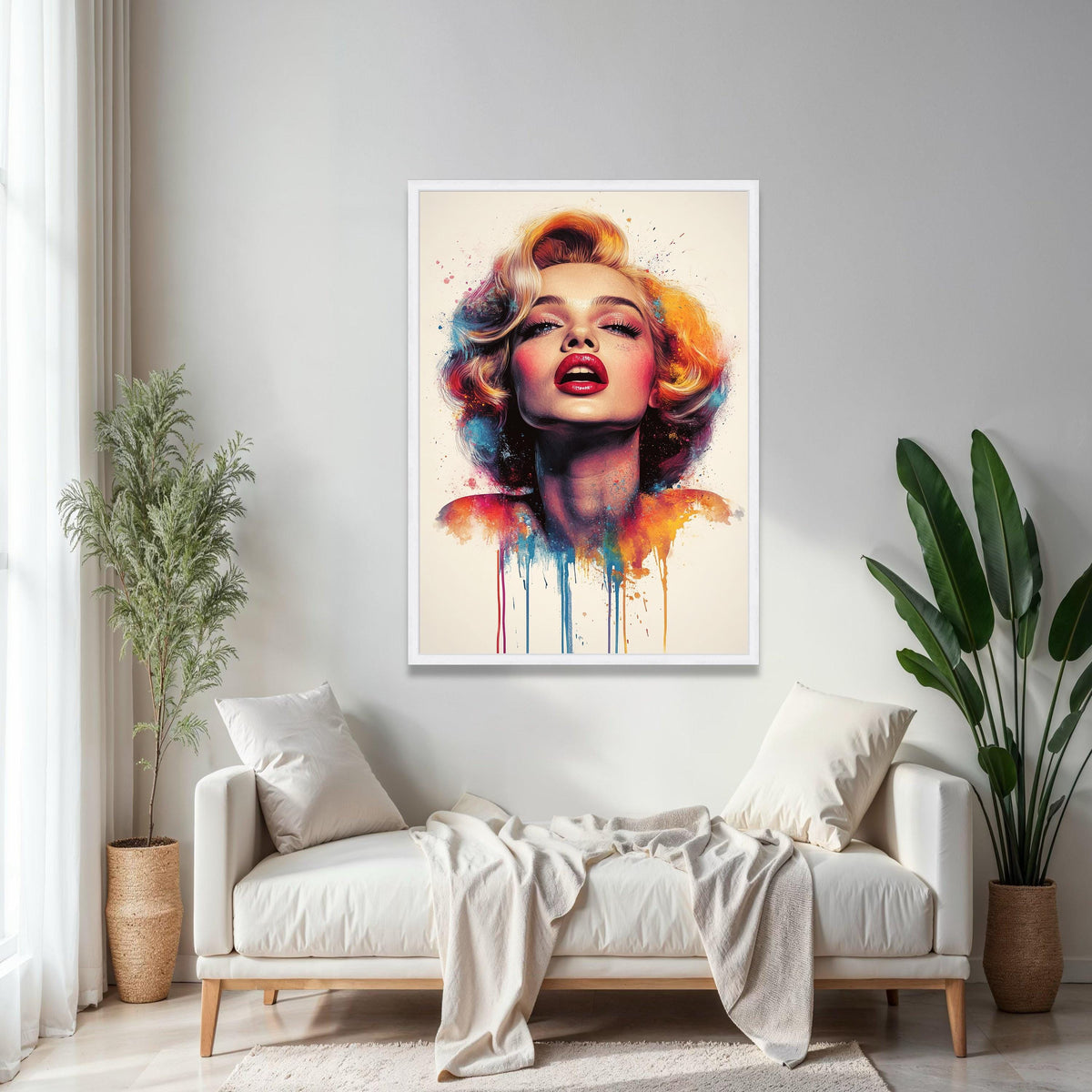 Bold Marilyn Monroe Portrait Canvas, Color Splash Pop Art, Glamour Wall Decor, Modern Celebrity Artwork, Vibrant Gift Art, Home Decor, Print