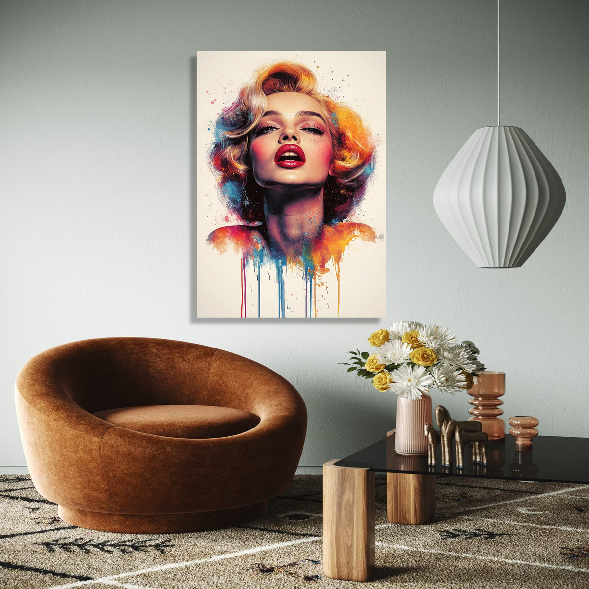 Bold Marilyn Monroe Portrait Canvas, Color Splash Pop Art, Glamour Wall Decor, Modern Celebrity Artwork, Vibrant Gift Art, Home Decor, Print