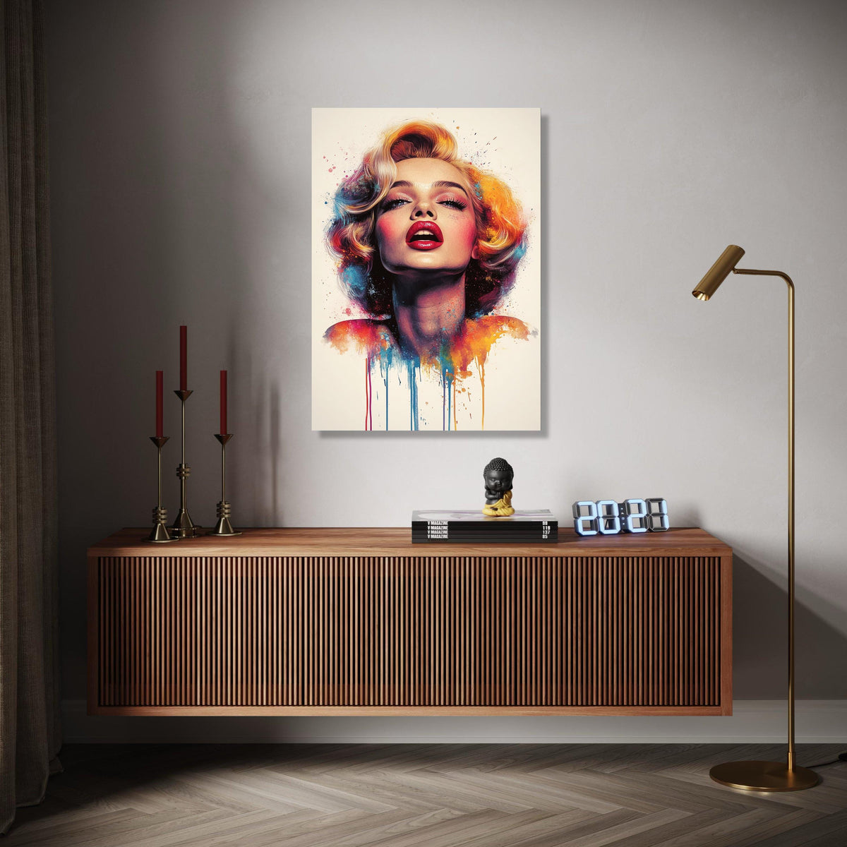Bold Marilyn Monroe Portrait Canvas, Color Splash Pop Art, Glamour Wall Decor, Modern Celebrity Artwork, Vibrant Gift Art, Home Decor, Print