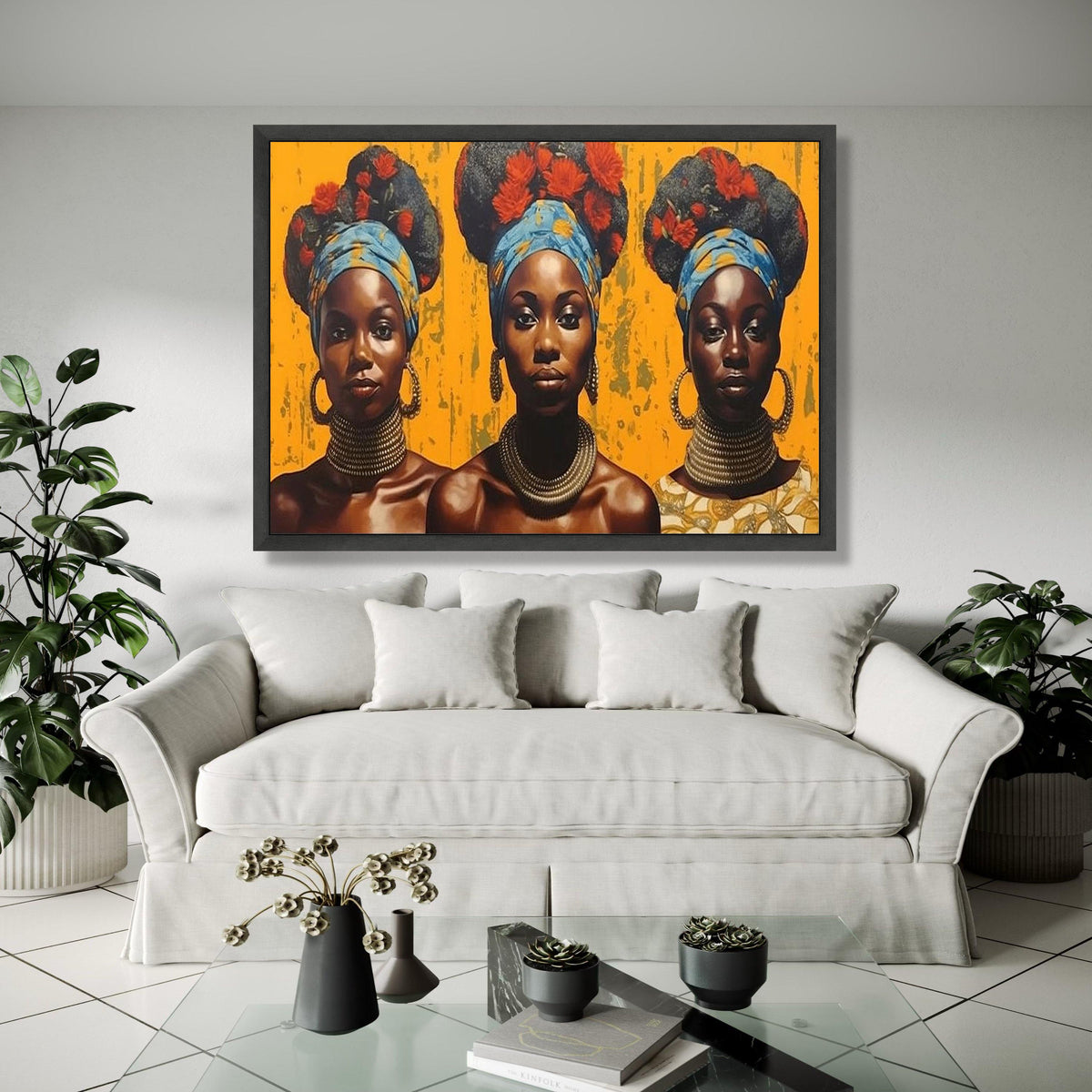 African Queen Portrait Canvas, Tribal Headwrap Wall Art, Ethnic Women Canvas, Bold Colorful Home Decor, Modern Gift Art, Home Decor, Print