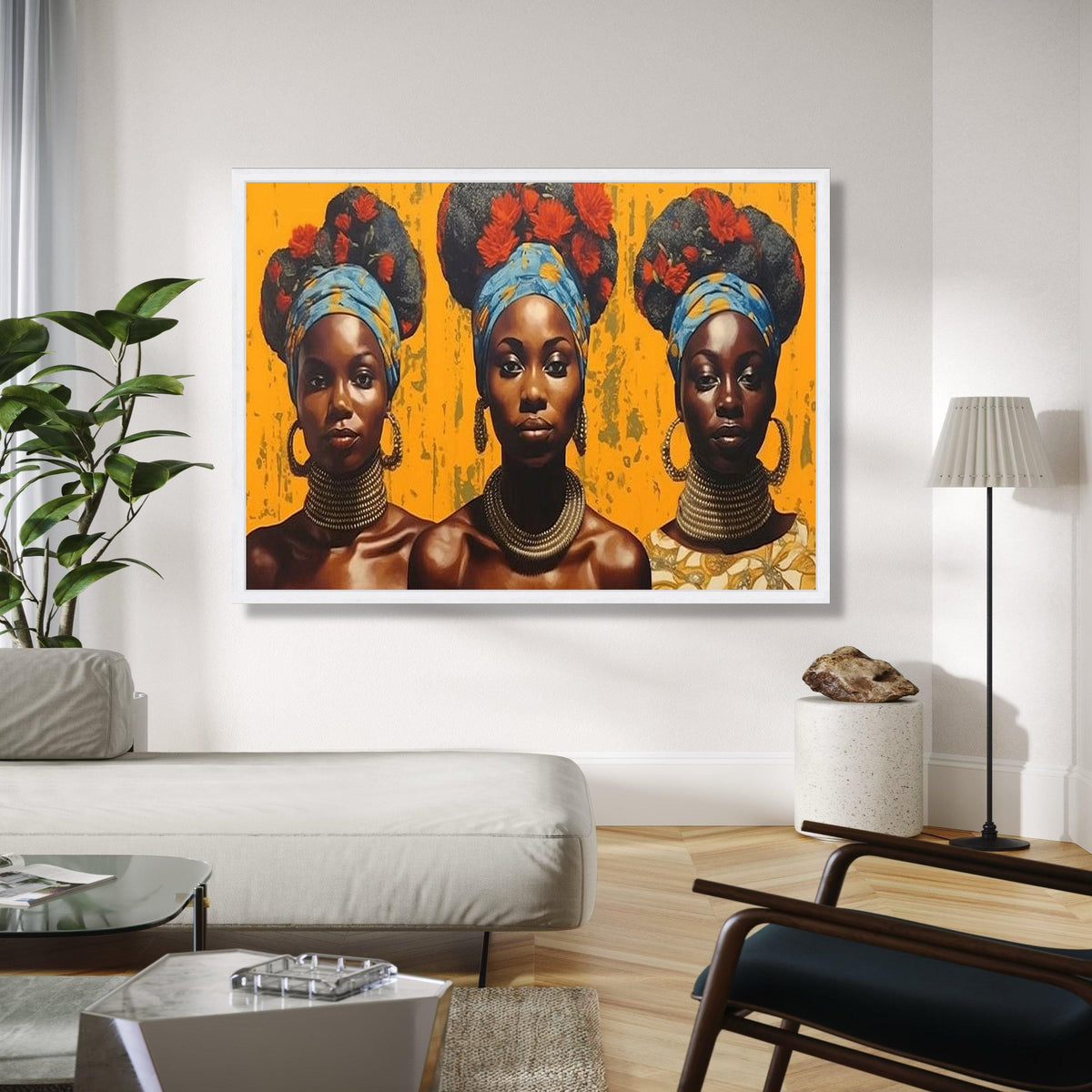African Queen Portrait Canvas, Tribal Headwrap Wall Art, Ethnic Women Canvas, Bold Colorful Home Decor, Modern Gift Art, Home Decor, Print