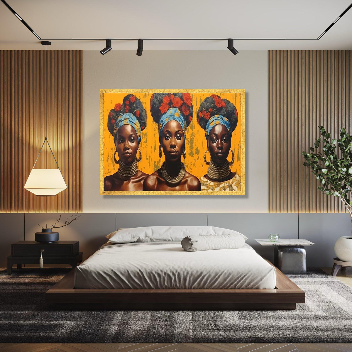 African Queen Portrait Canvas, Tribal Headwrap Wall Art, Ethnic Women Canvas, Bold Colorful Home Decor, Modern Gift Art, Home Decor, Print