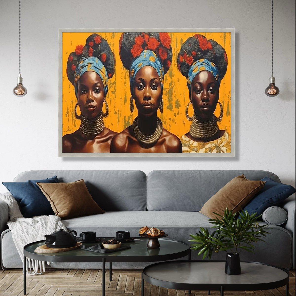 African Queen Portrait Canvas, Tribal Headwrap Wall Art, Ethnic Women Canvas, Bold Colorful Home Decor, Modern Gift Art, Home Decor, Print