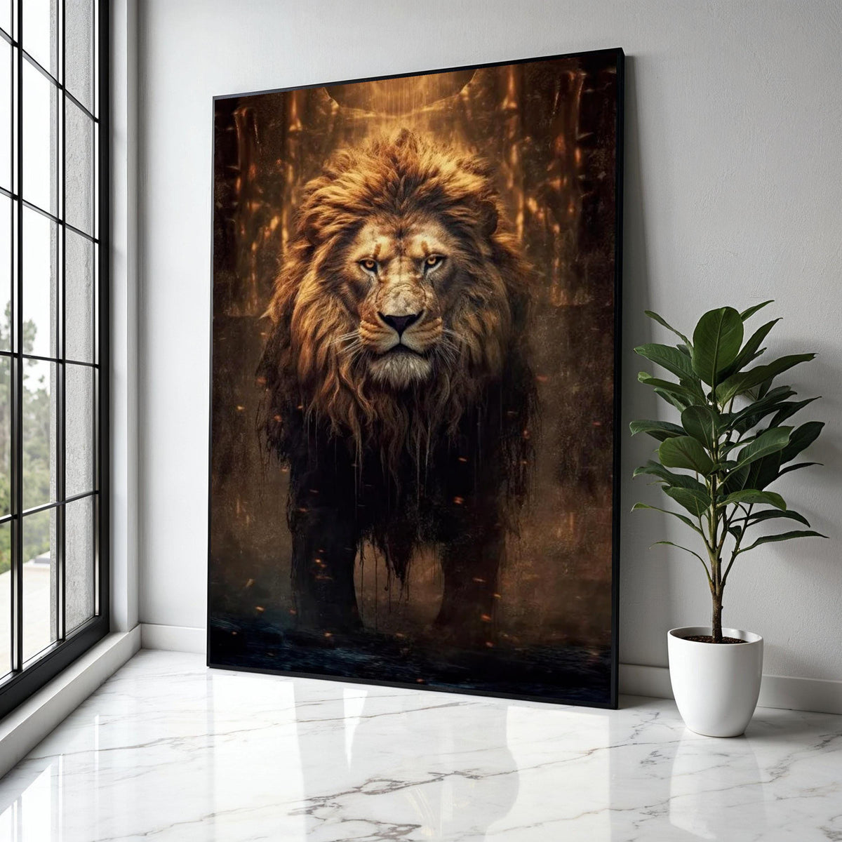 Majestic Lion Canvas, Fierce Wildlife Art, African Safari Wall Decor, Regal Animal Portrait, Nature Canvas Wall Gift Art, Home Decor, Print