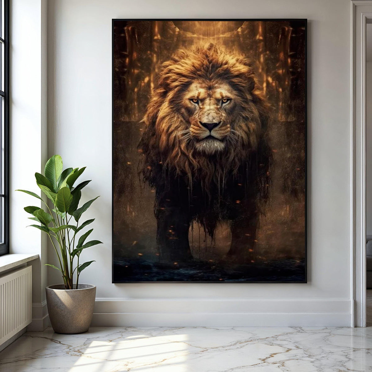 Majestic Lion Canvas, Fierce Wildlife Art, African Safari Wall Decor, Regal Animal Portrait, Nature Canvas Wall Gift Art, Home Decor, Print
