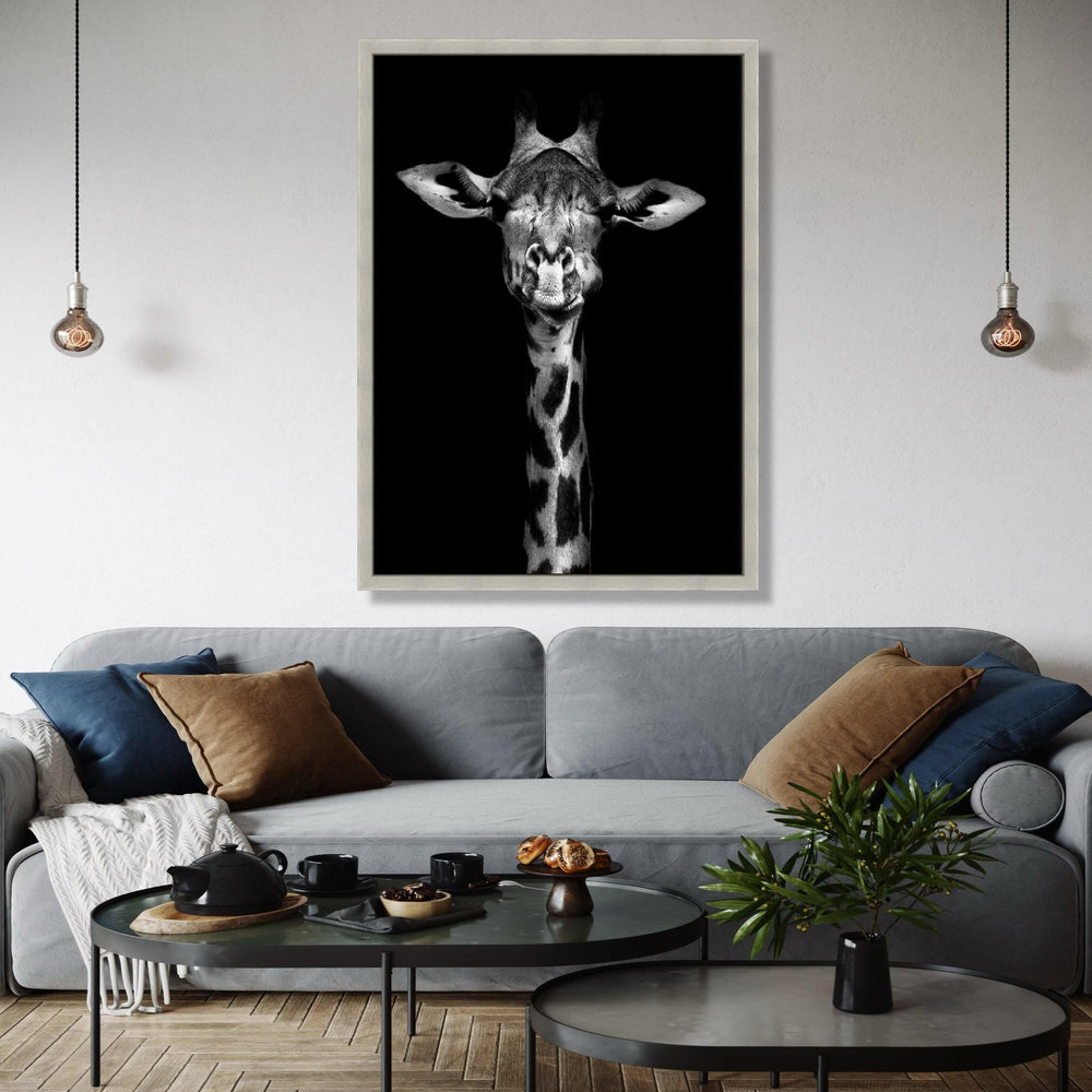 Black and White Giraffe Portrait Canvas, Wildlife Animal Wall Art, Modern Safari Decor, Minimalist Nature Gift Art, Home Decor, Print