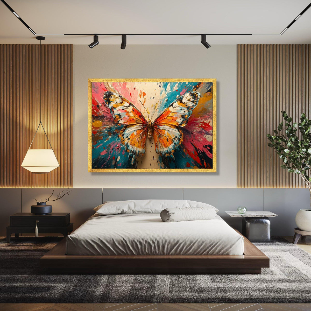 Vibrant Butterfly Canvas Wall Art, Colorful Abstract Splash, Nature-Inspired Home Decoration, Modern Butterfly Gift Art, Home Decor, Print