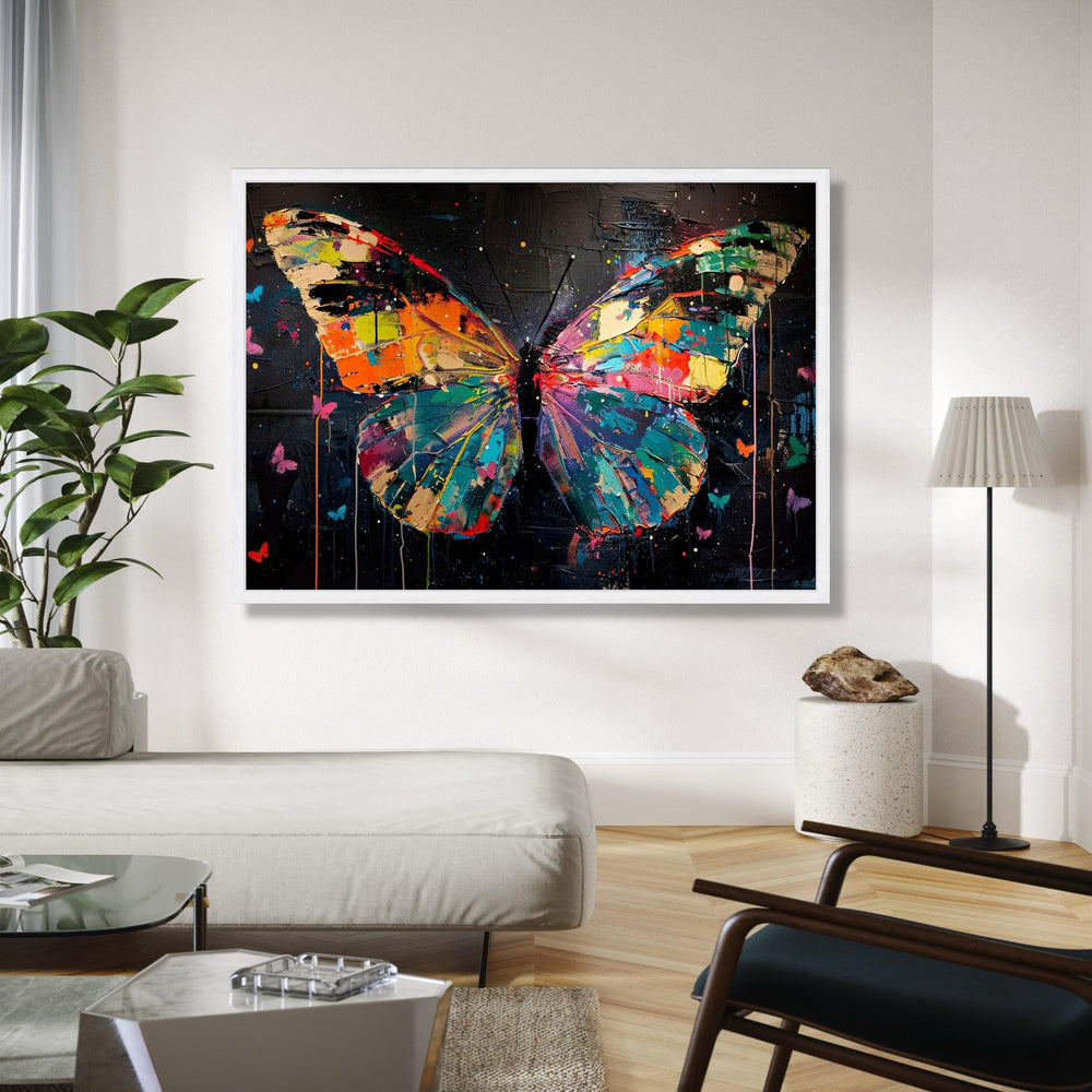 Colorful Butterfly Canvas Wall Art, Abstract Insect Painting, Modern Nature Decoration, Vibrant Home Art, Ready Gift Art, Home Decor, Print