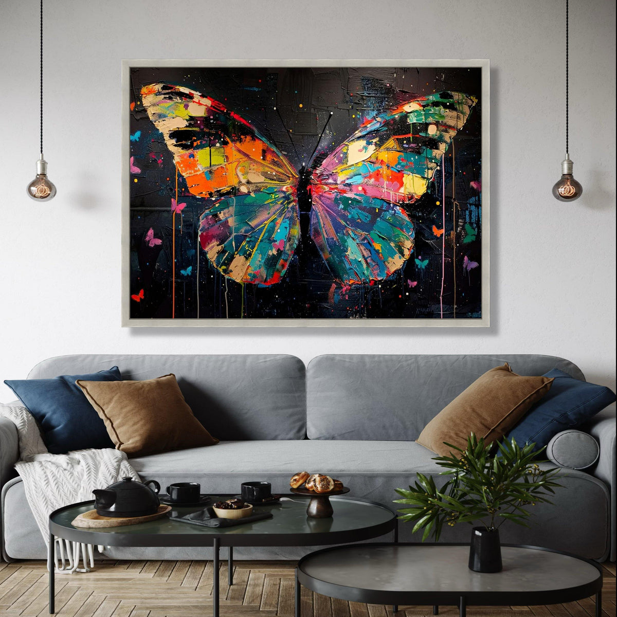 Colorful Butterfly Canvas Wall Art, Abstract Insect Painting, Modern Nature Decoration, Vibrant Home Art, Ready Gift Art, Home Decor, Print