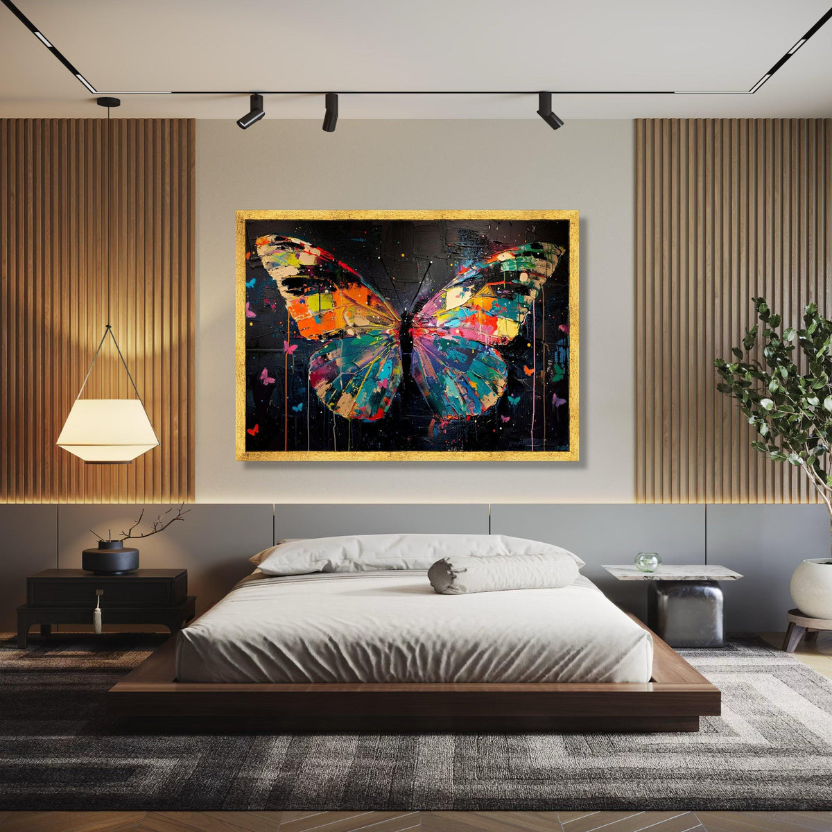 Colorful Butterfly Canvas Wall Art, Abstract Insect Painting, Modern Nature Decoration, Vibrant Home Art, Ready Gift Art, Home Decor, Print