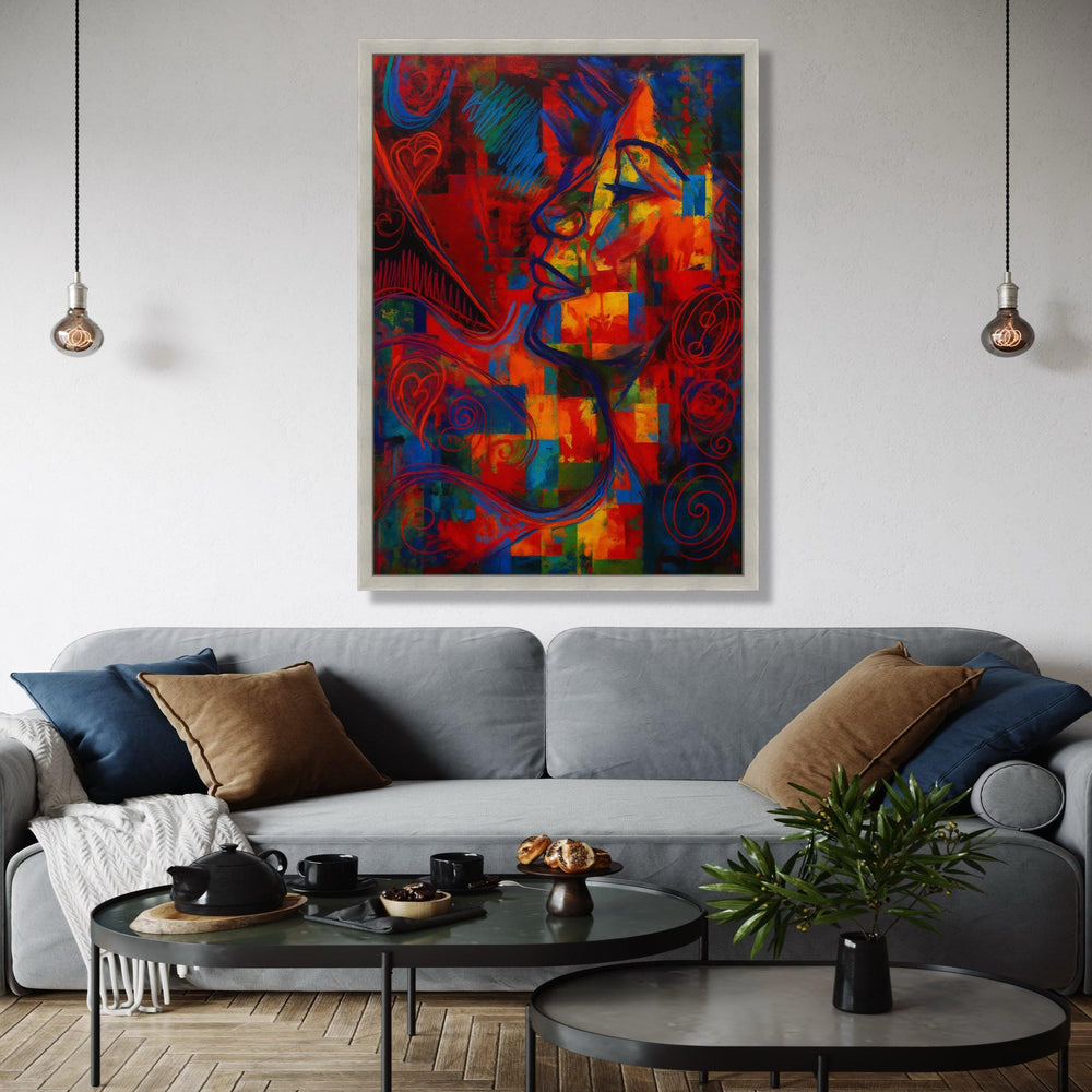 Abstract Colorful Face Canvas, Modern Expressionist Wall Art, Vibrant Geometric Portrait, Contemporary Home Gift Art, Home Decor, Print