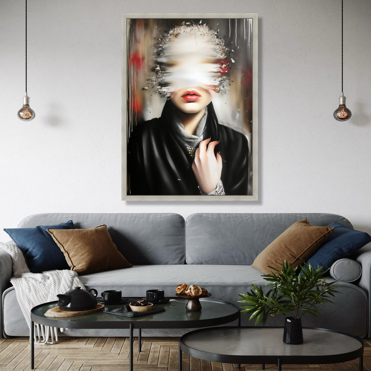 Surreal Woman Portrait Canvas, Abstract Blur Face Art, Modern Expressionism Wall Art, Contemporary Home Decor, Gift Art, Home Decor, Print