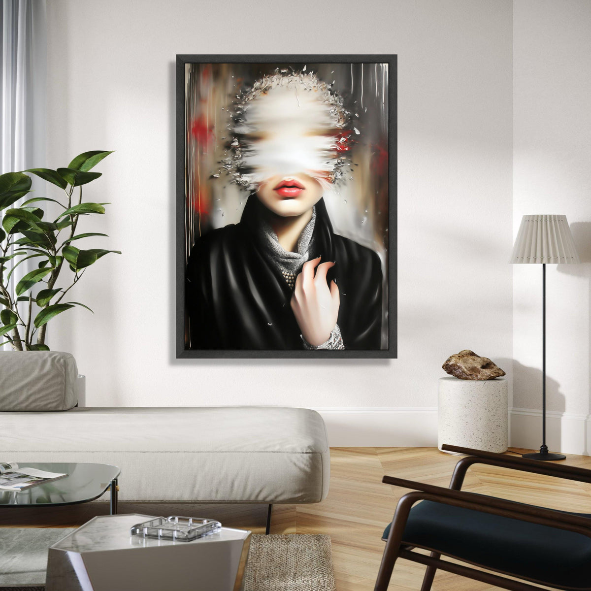 Surreal Woman Portrait Canvas, Abstract Blur Face Art, Modern Expressionism Wall Art, Contemporary Home Decor, Gift Art, Home Decor, Print