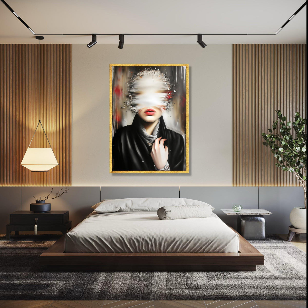 Surreal Woman Portrait Canvas, Abstract Blur Face Art, Modern Expressionism Wall Art, Contemporary Home Decor, Gift Art, Home Decor, Print