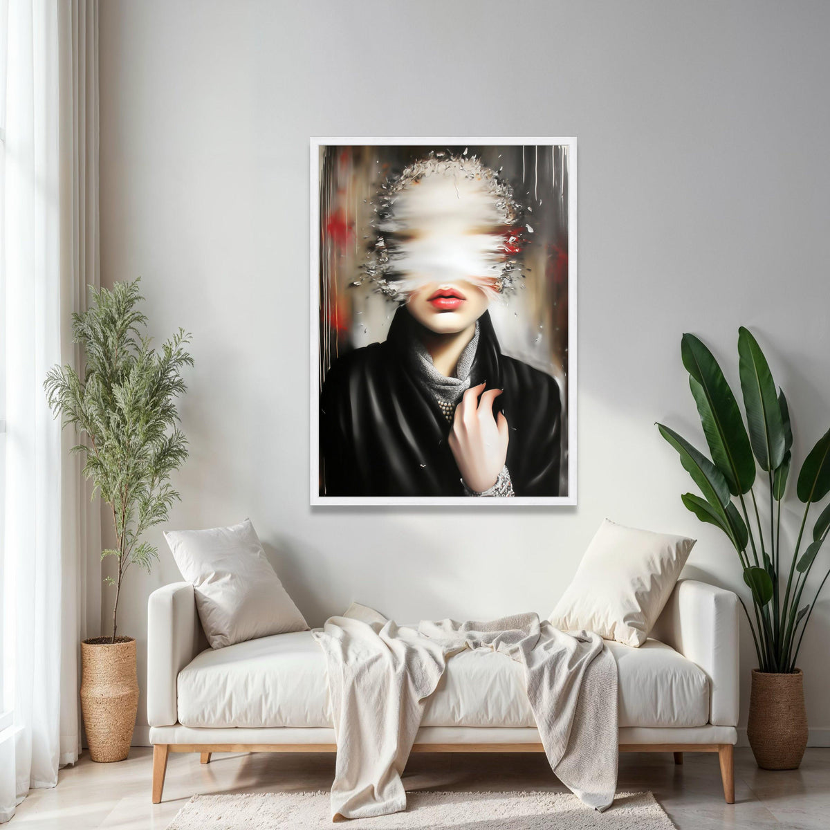 Surreal Woman Portrait Canvas, Abstract Blur Face Art, Modern Expressionism Wall Art, Contemporary Home Decor, Gift Art, Home Decor, Print