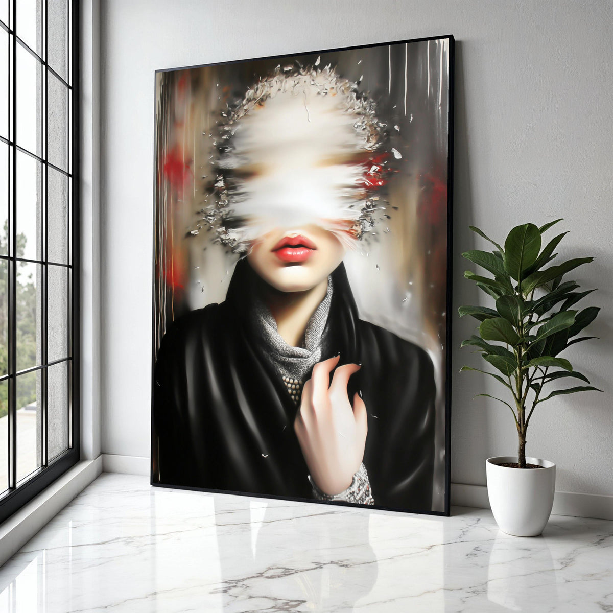 Surreal Woman Portrait Canvas, Abstract Blur Face Art, Modern Expressionism Wall Art, Contemporary Home Decor, Gift Art, Home Decor, Print