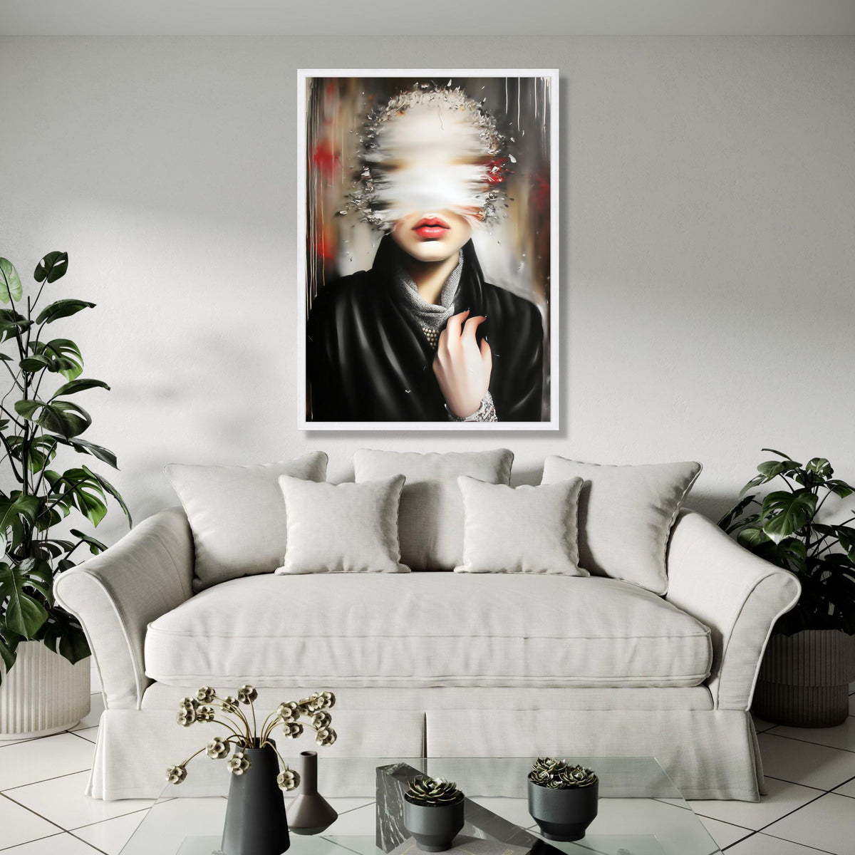 Surreal Woman Portrait Canvas, Abstract Blur Face Art, Modern Expressionism Wall Art, Contemporary Home Decor, Gift Art, Home Decor, Print