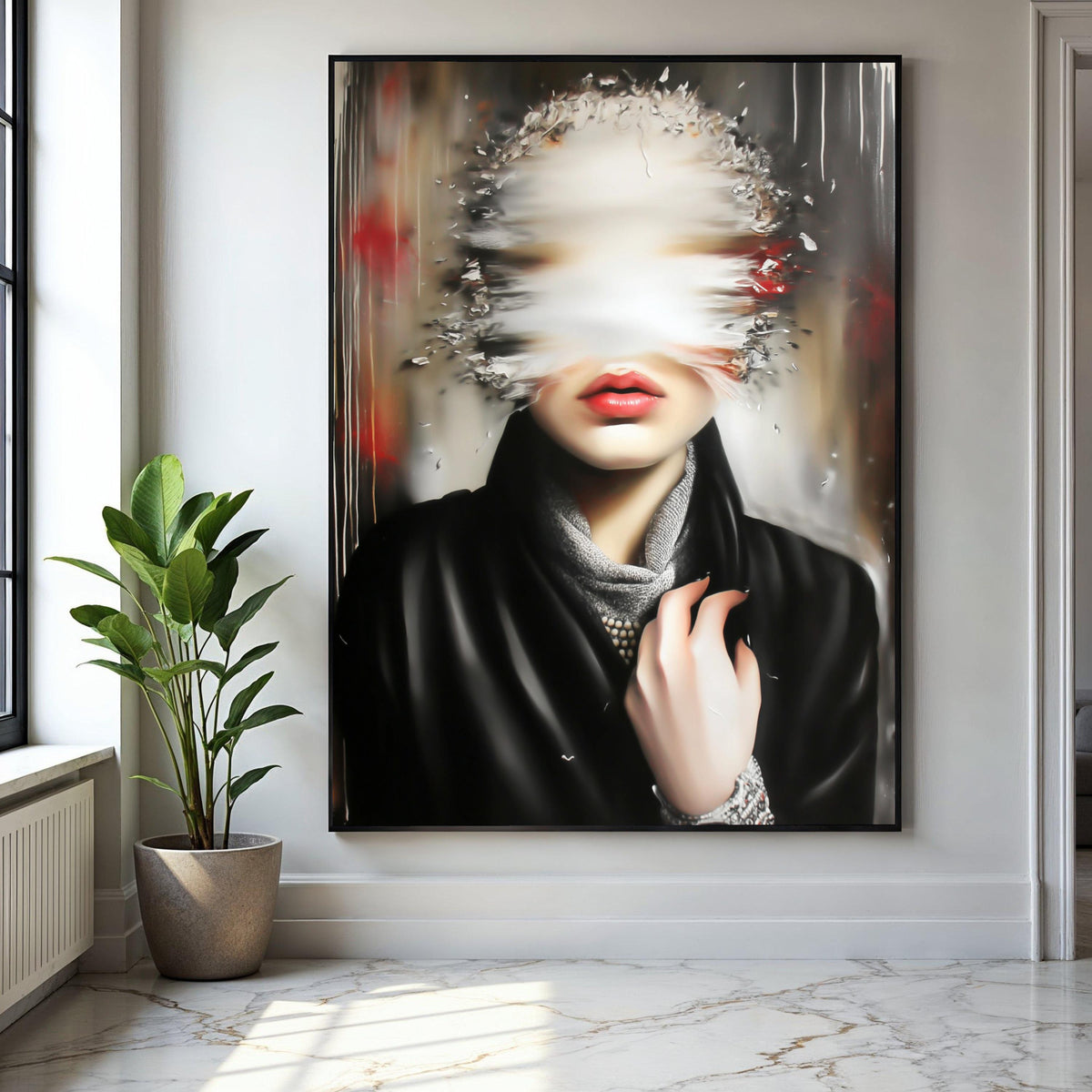 Surreal Woman Portrait Canvas, Abstract Blur Face Art, Modern Expressionism Wall Art, Contemporary Home Decor, Gift Art, Home Decor, Print