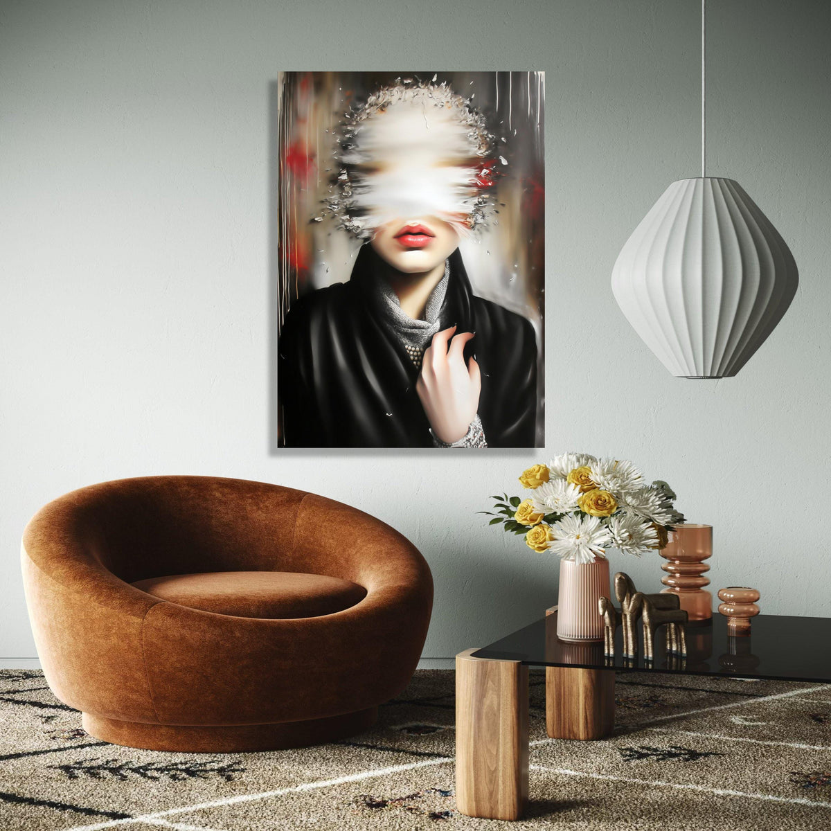 Surreal Woman Portrait Canvas, Abstract Blur Face Art, Modern Expressionism Wall Art, Contemporary Home Decor, Gift Art, Home Decor, Print