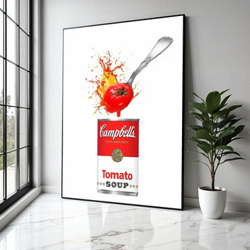Retro Campbell's Tomato Soup Can, Pop Art Canvas, Kitchen Wall Decor, Food Illustration Canvas, Modern Home Gift Art, Home Decor, Print