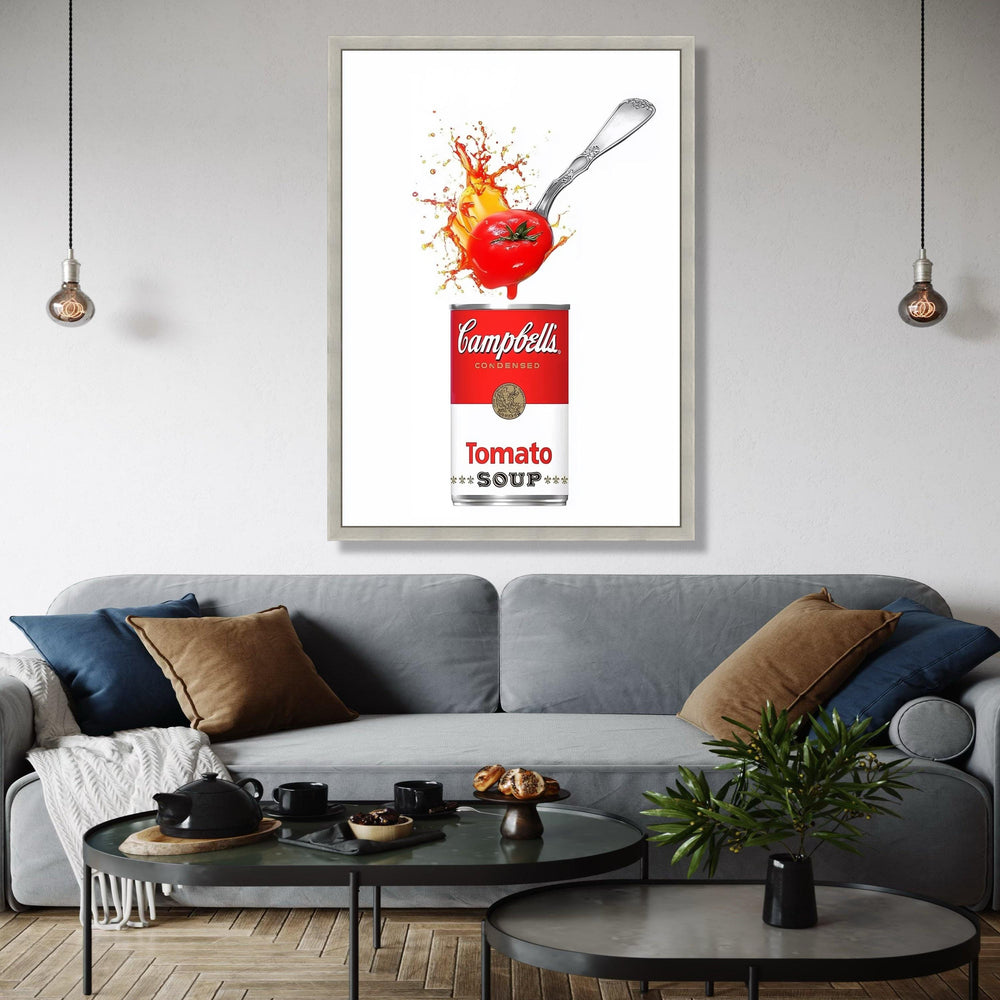 Retro Campbell's Tomato Soup Can, Pop Art Canvas, Kitchen Wall Decor, Food Illustration Canvas, Modern Home Gift Art, Home Decor, Print