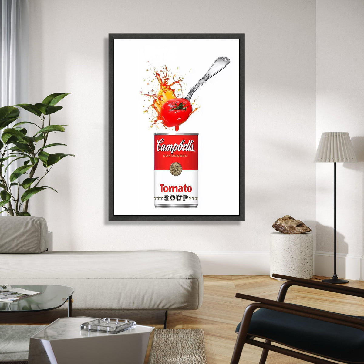 Retro Campbell's Tomato Soup Can, Pop Art Canvas, Kitchen Wall Decor, Food Illustration Canvas, Modern Home Gift Art, Home Decor, Print
