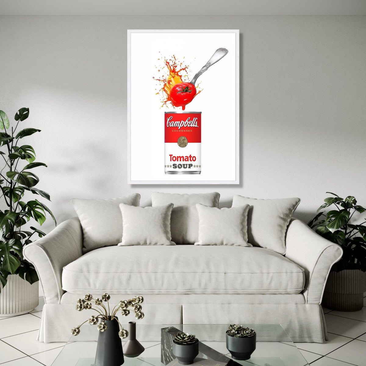 Retro Campbell's Tomato Soup Can, Pop Art Canvas, Kitchen Wall Decor, Food Illustration Canvas, Modern Home Gift Art, Home Decor, Print