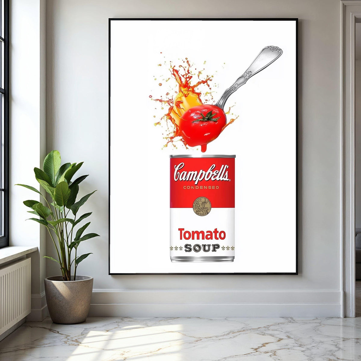 Retro Campbell's Tomato Soup Can, Pop Art Canvas, Kitchen Wall Decor, Food Illustration Canvas, Modern Home Gift Art, Home Decor, Print