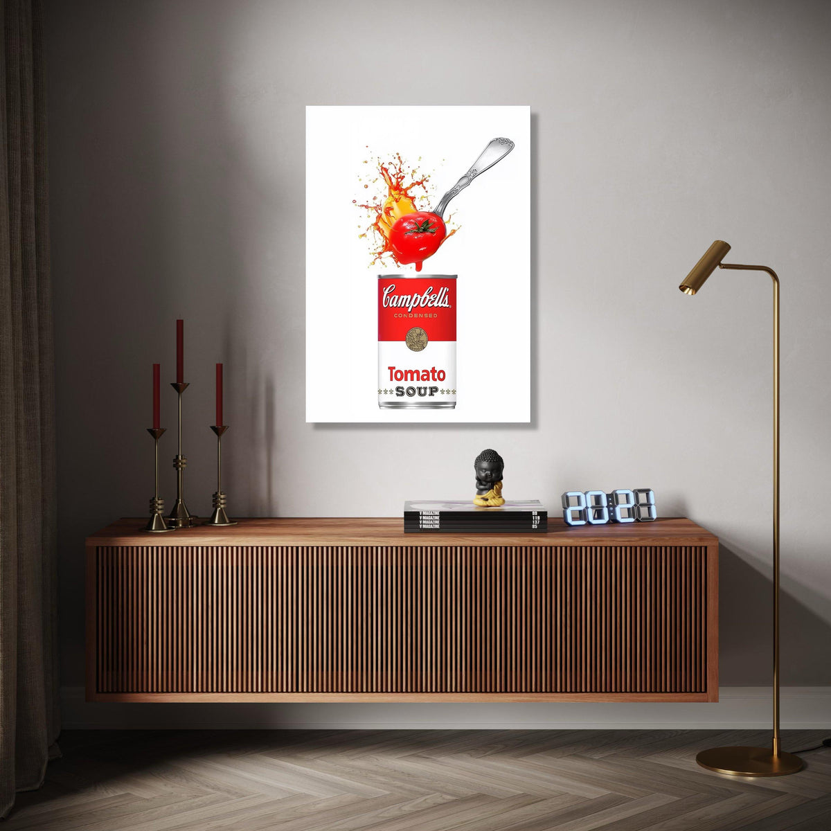 Retro Campbell's Tomato Soup Can, Pop Art Canvas, Kitchen Wall Decor, Food Illustration Canvas, Modern Home Gift Art, Home Decor, Print