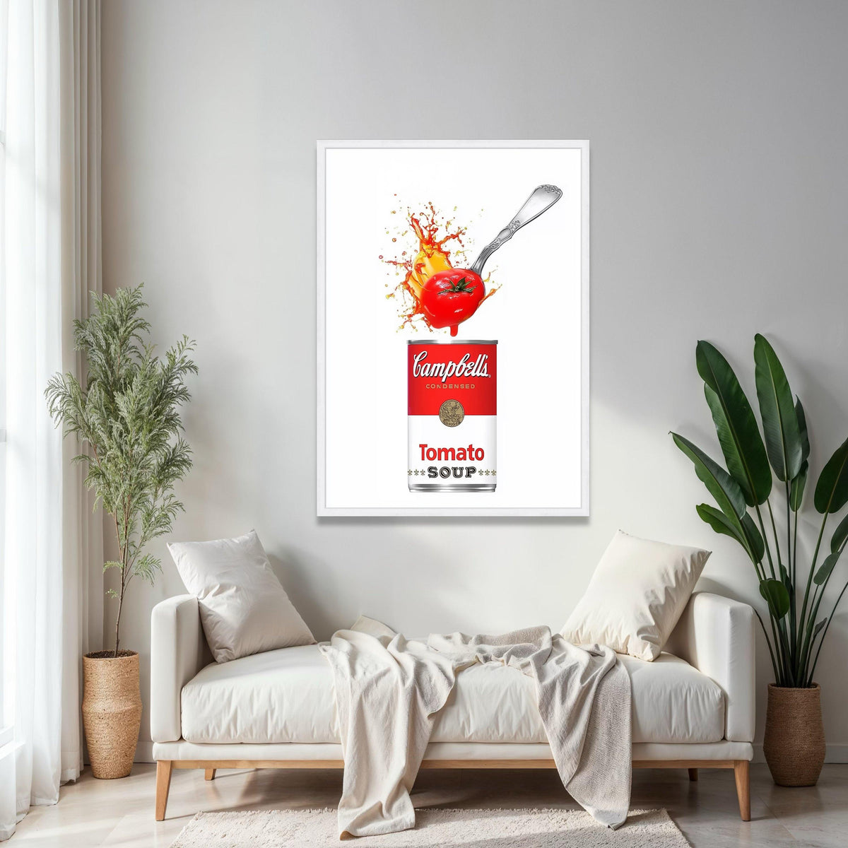 Retro Campbell's Tomato Soup Can, Pop Art Canvas, Kitchen Wall Decor, Food Illustration Canvas, Modern Home Gift Art, Home Decor, Print